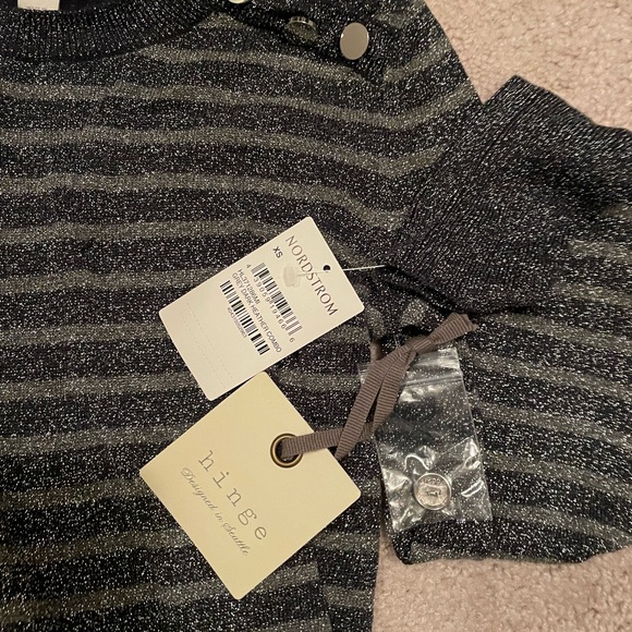 HINGE navy blue and grey sparkly sweater - Picture 3 of 4